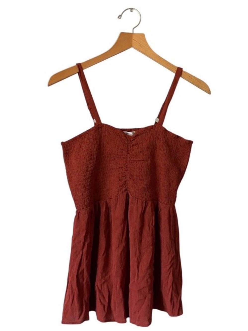 Maurices Smocked Rust Orange Top Sz M Sweetheart Neck Babydoll Boho Hippie NWT